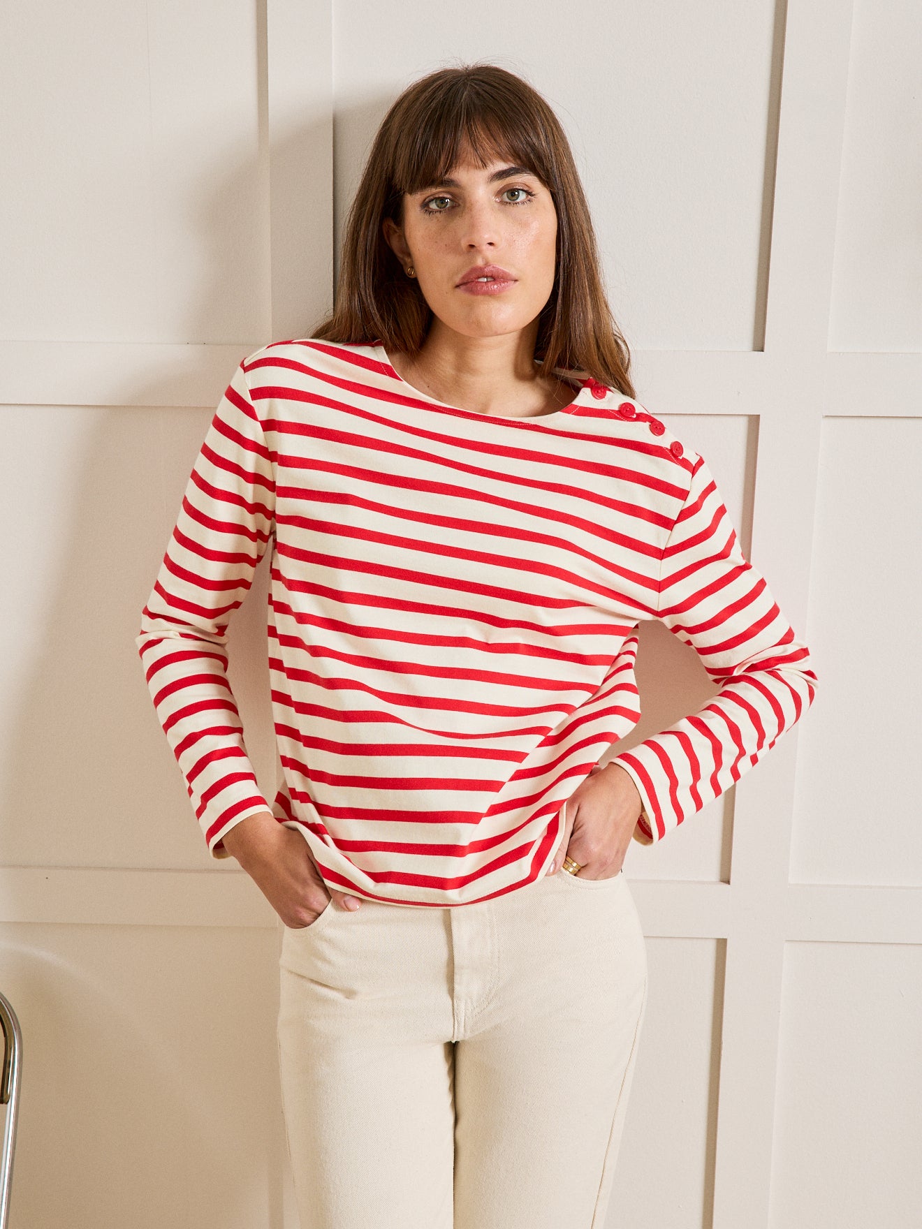 Damesshirt in marinestijl - biokatoen