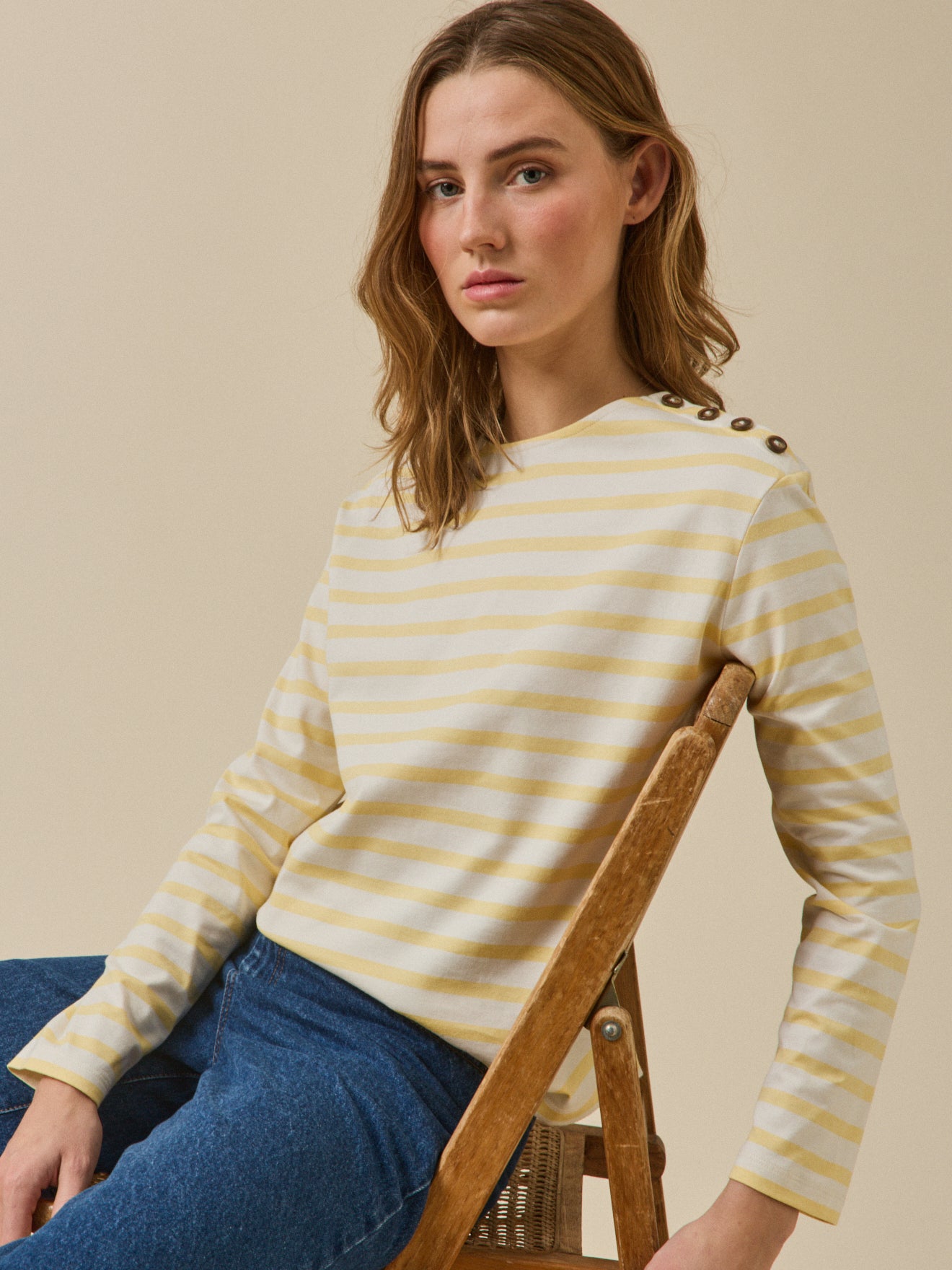 Damesshirt in marinestijl - biokatoen