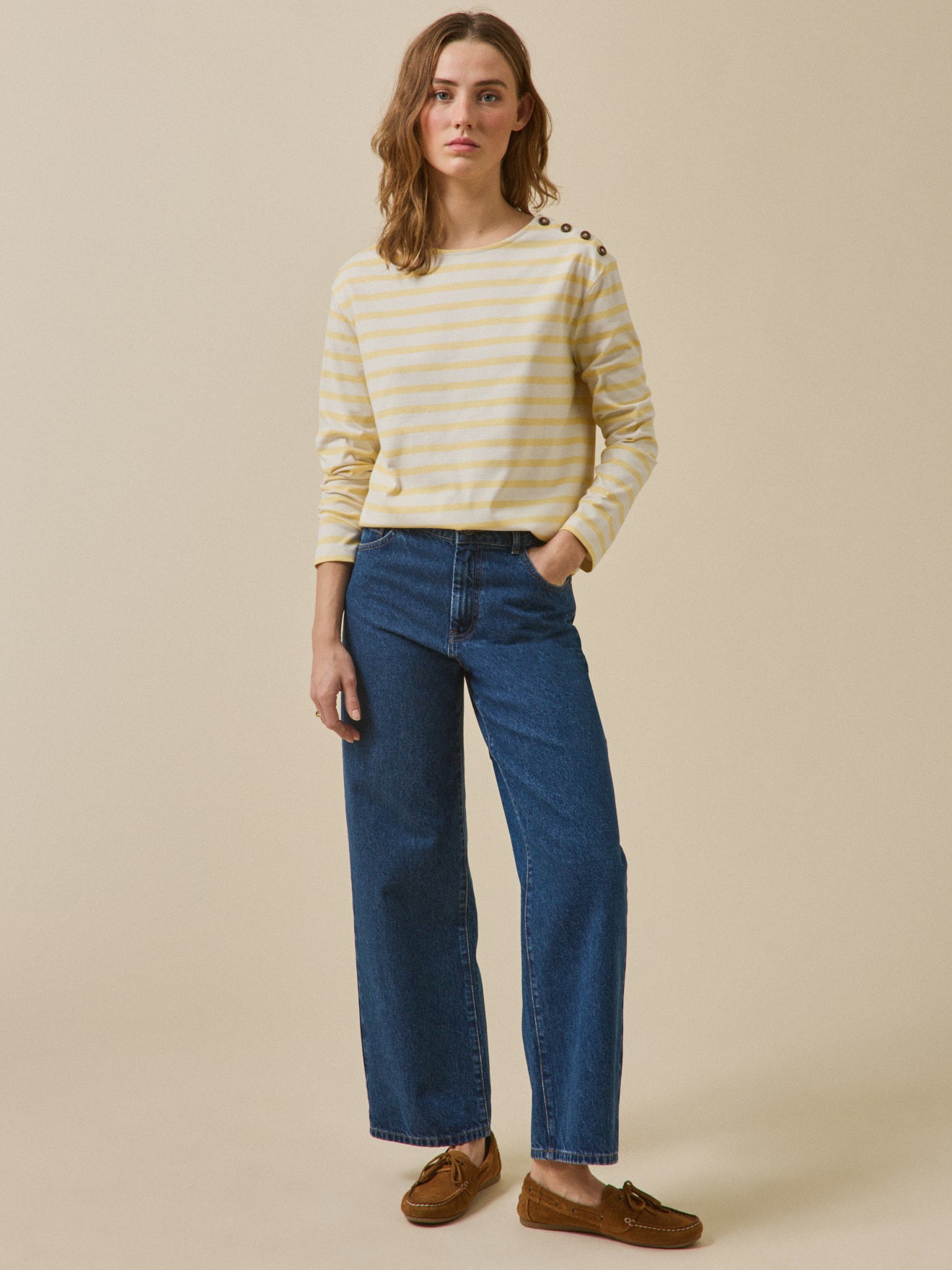 Damesshirt in marinestijl - biokatoen