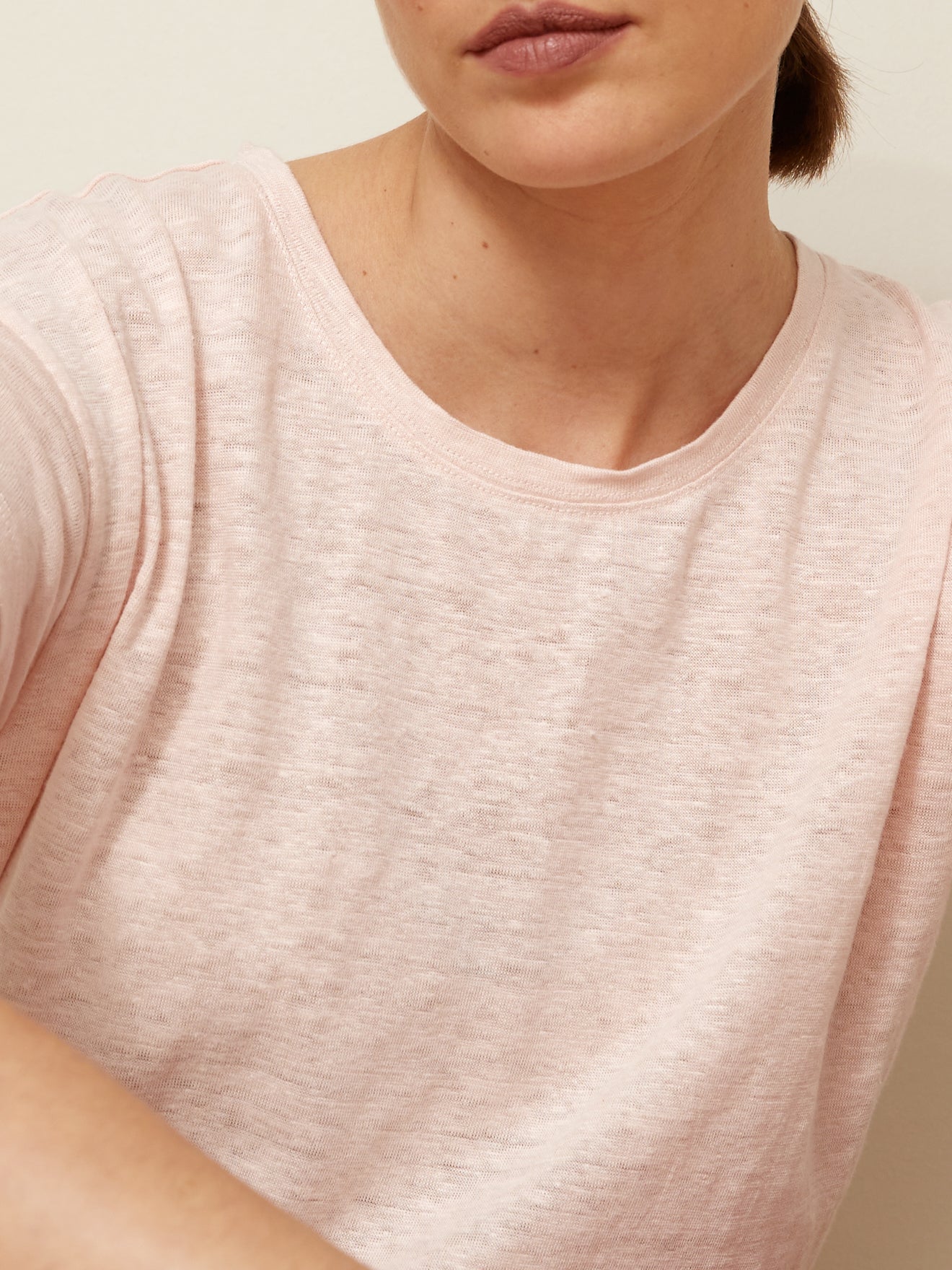 Linnen damesshirt met ronde hals