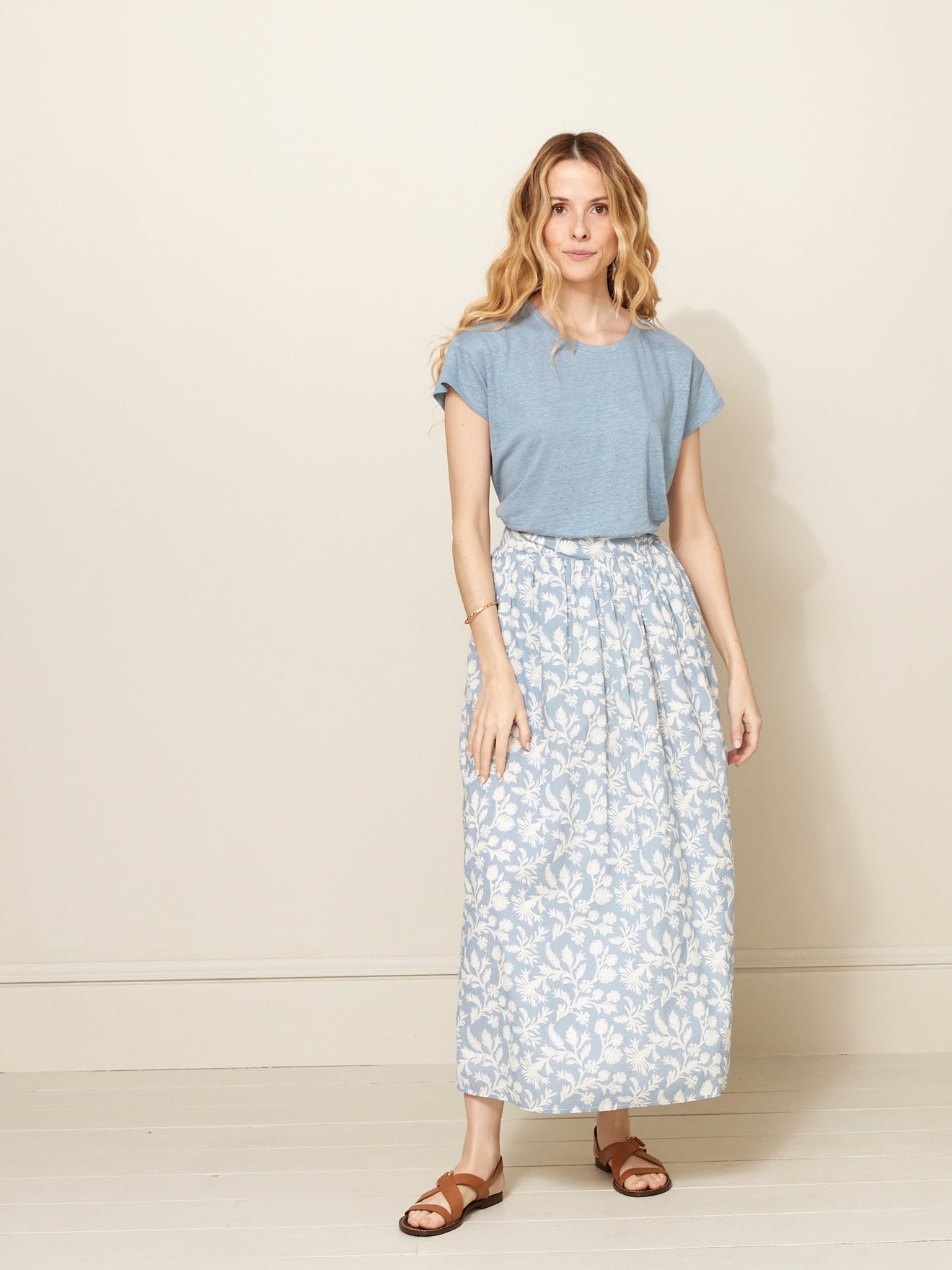 Linnen damesshirt met ronde hals