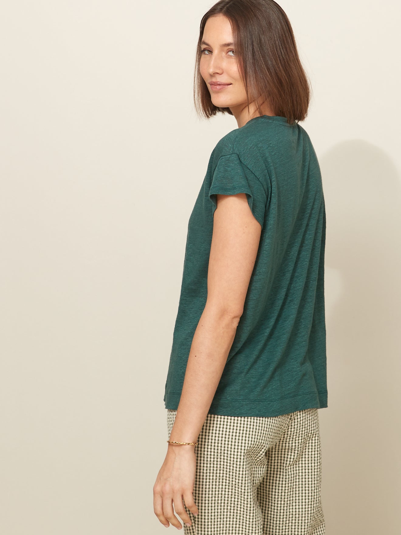 Linnen damesshirt met ronde hals
