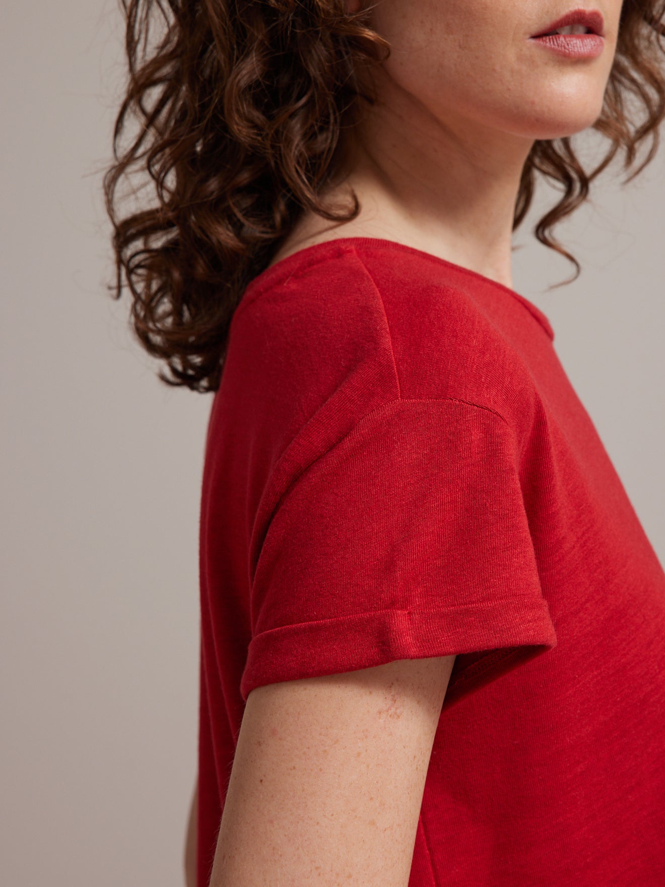 Damesshirt met ronde hals in linnen en viscose