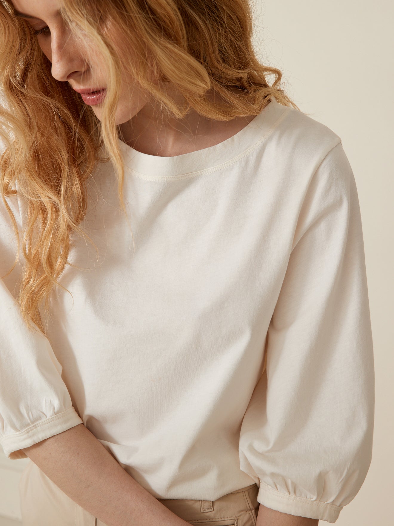 Damesshirt met ballonmouwen - biokatoen