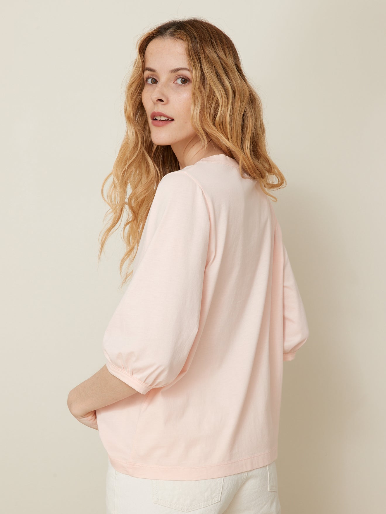 Damesshirt met ballonmouwen - biokatoen