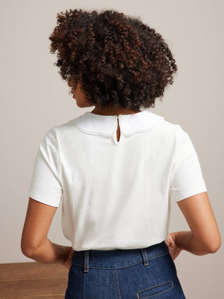 T-shirt col festonné femme - coton biologique