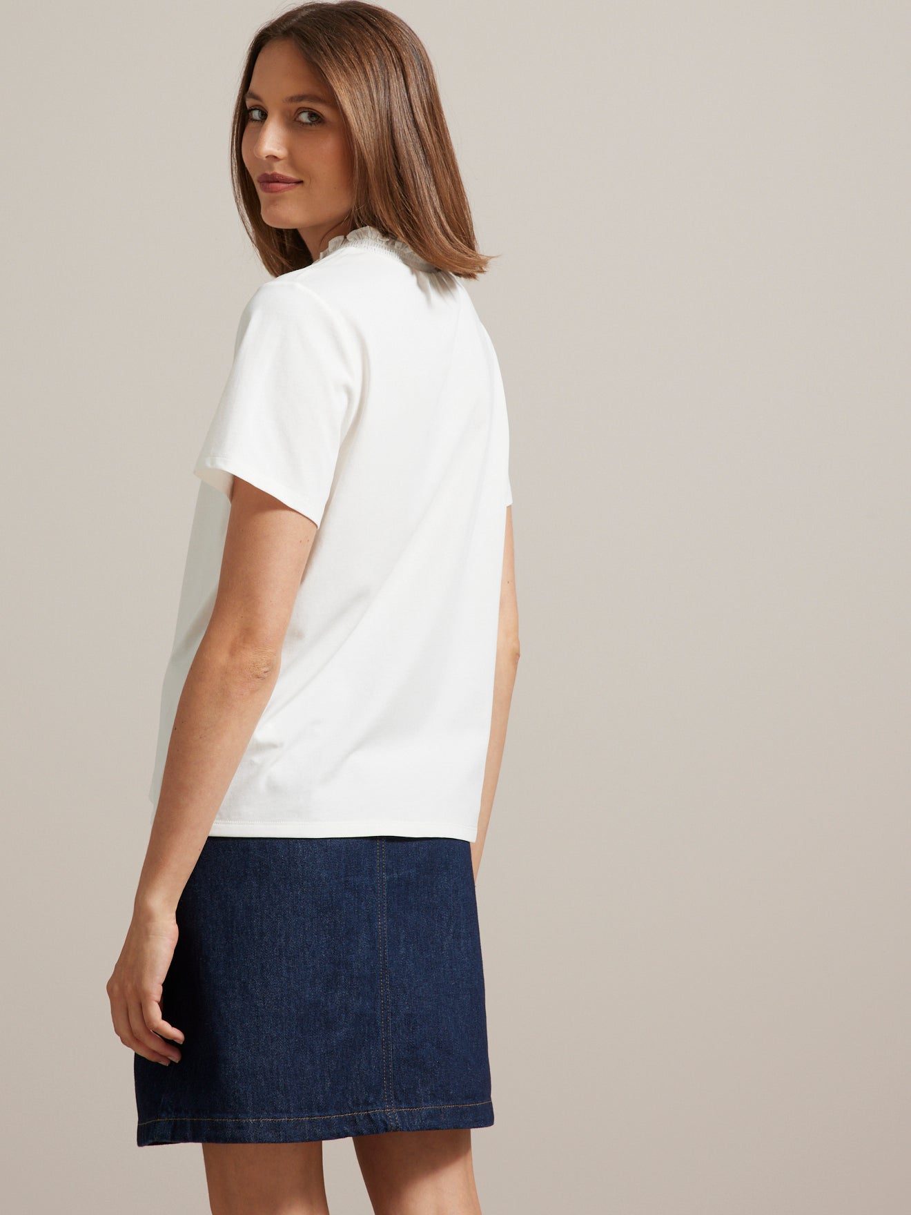 Damesshirt met smokwerk - biokatoen