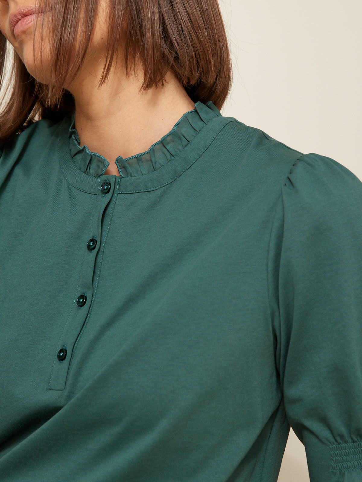 Damesshirt met smokwerk - biokatoen