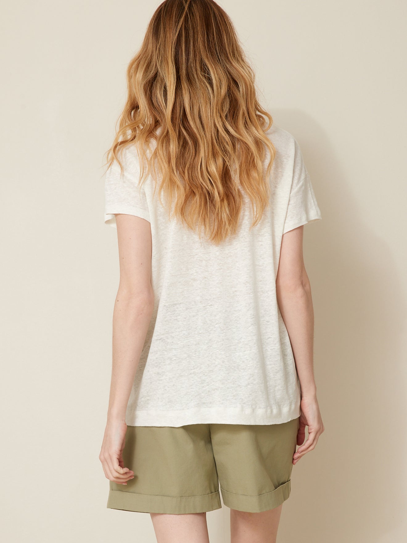 Linnen damesshirt met V-hals