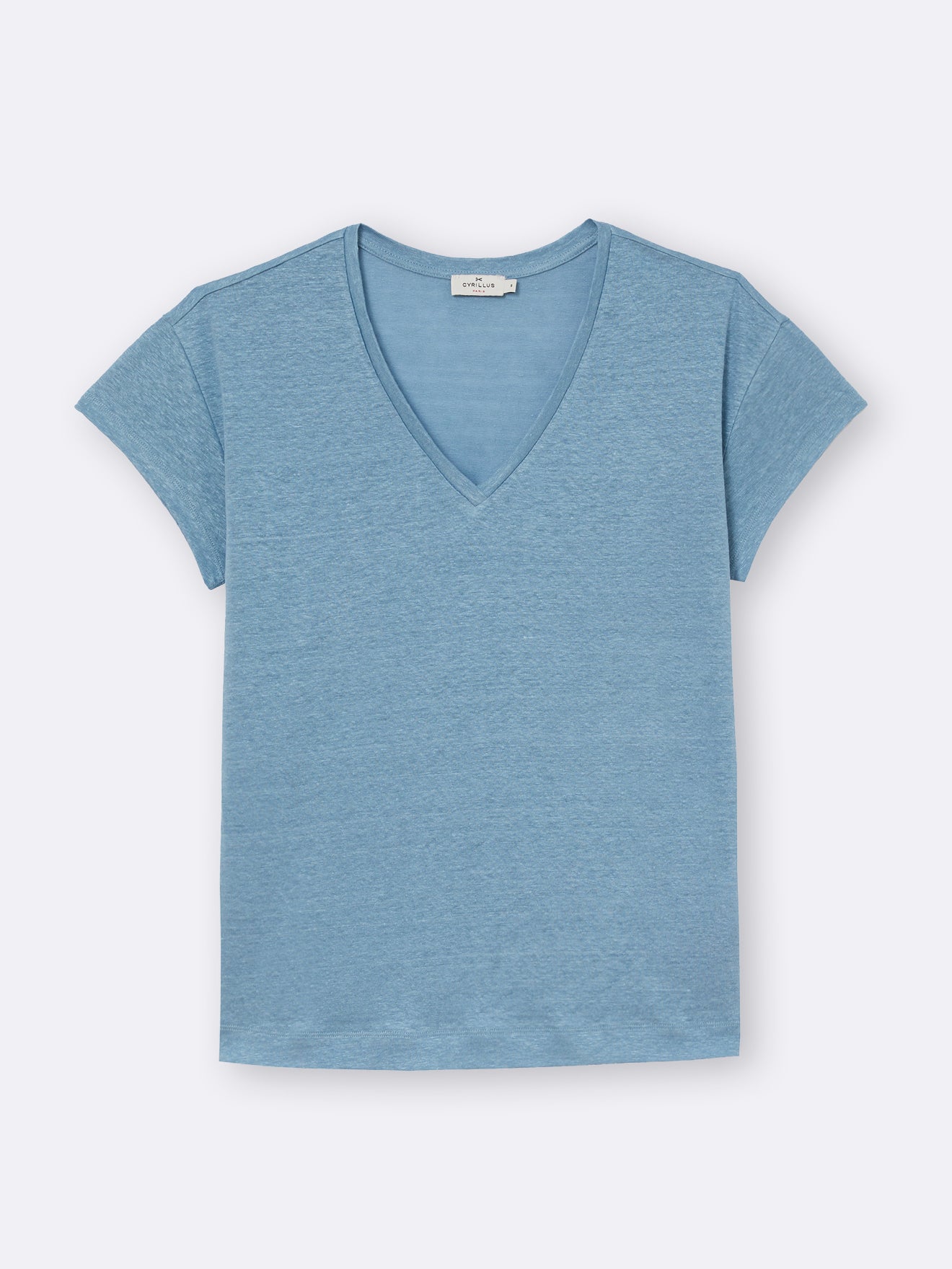 Linnen damesshirt met V-hals