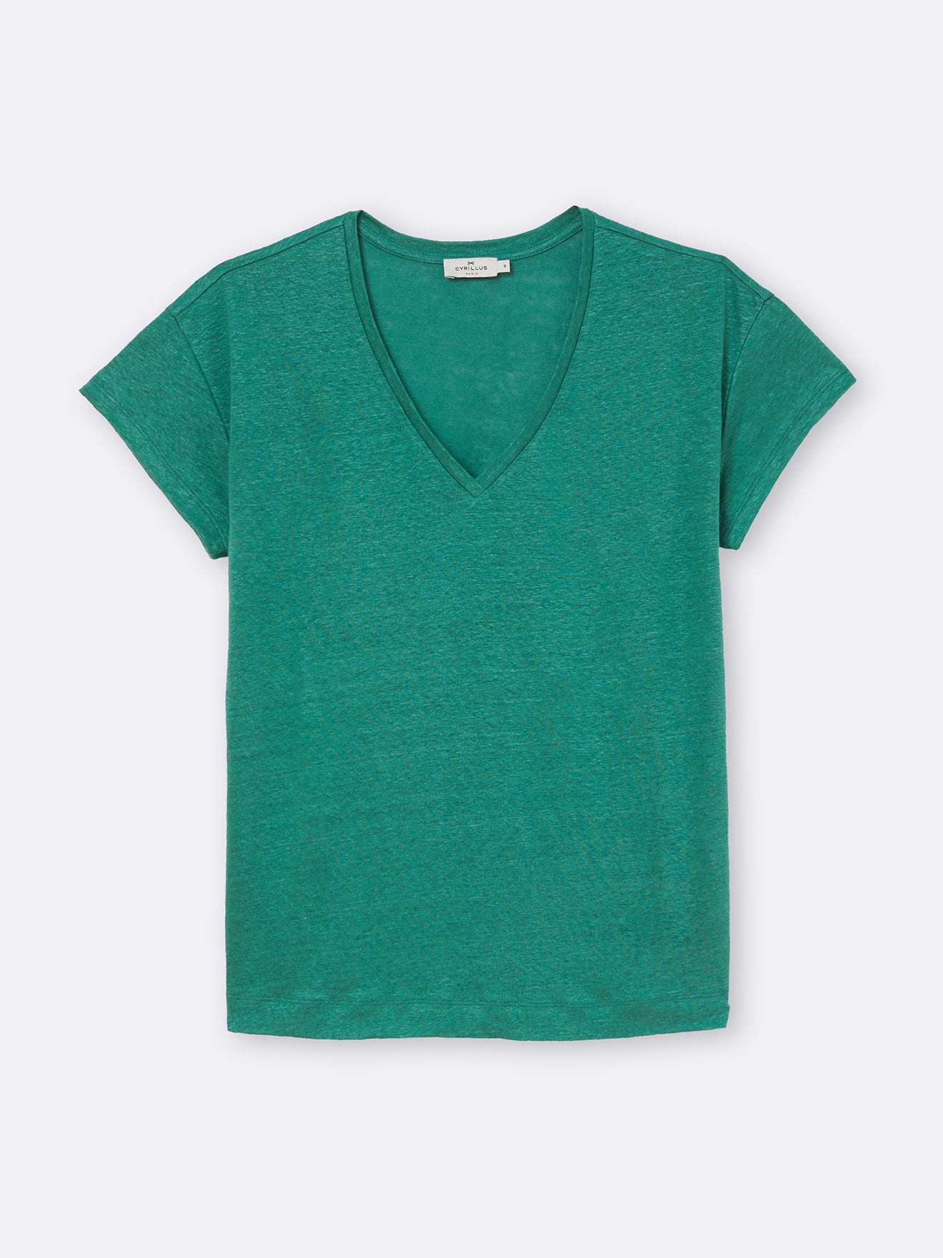 Linnen damesshirt met V-hals