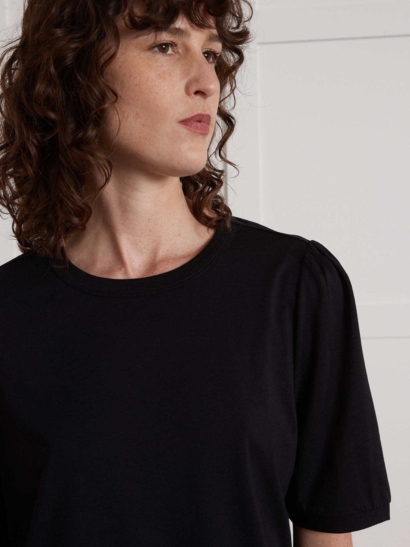 Damesshirt met ballonmouwen - katoen en lyocell