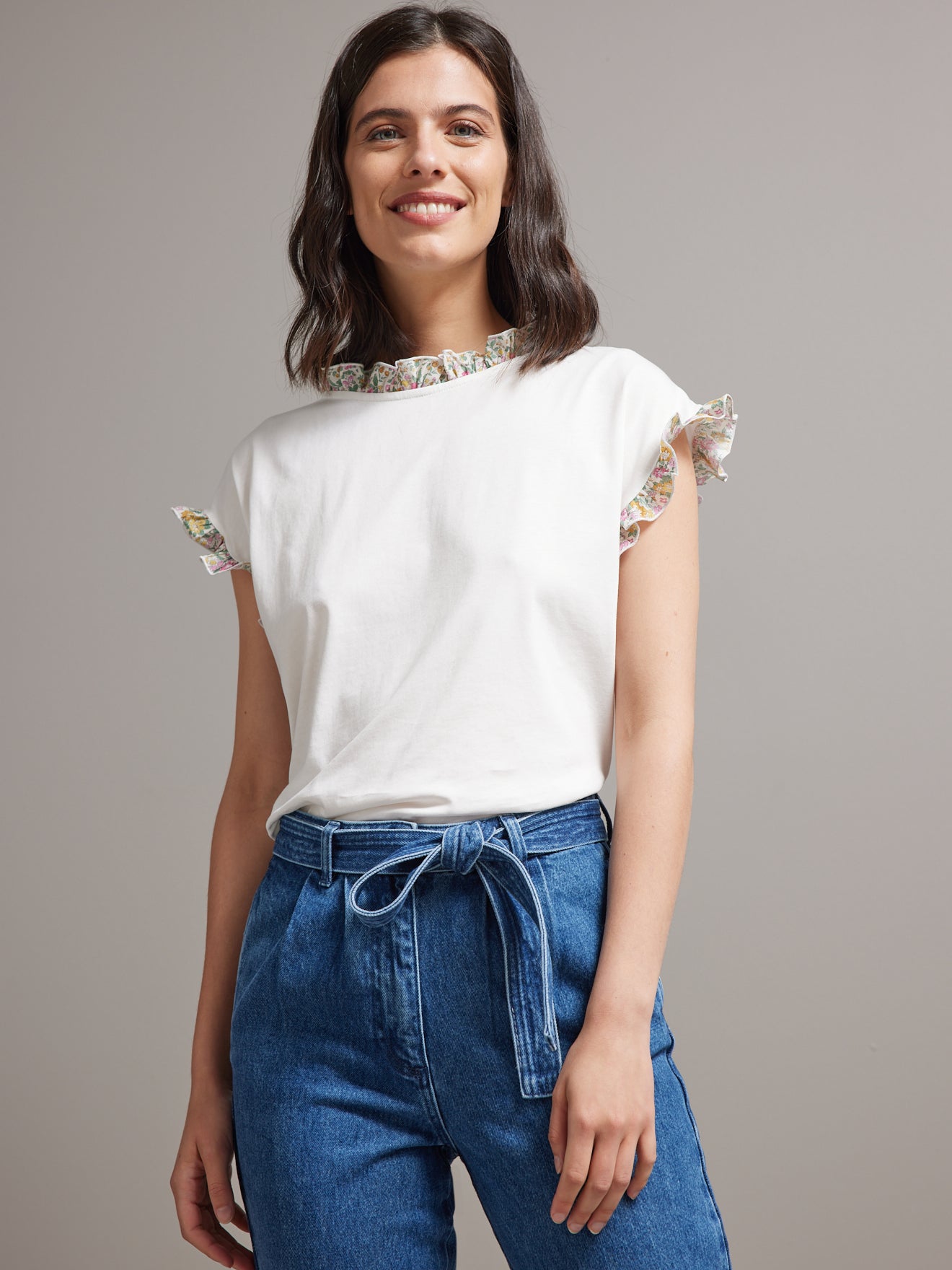 Damesshirt in Liberty met ruchekraag - biokatoen
