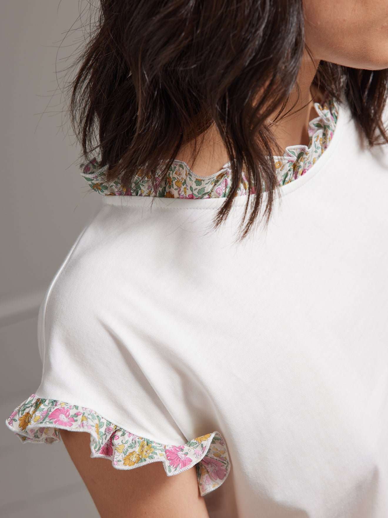 Damesshirt in Liberty met ruchekraag - biokatoen