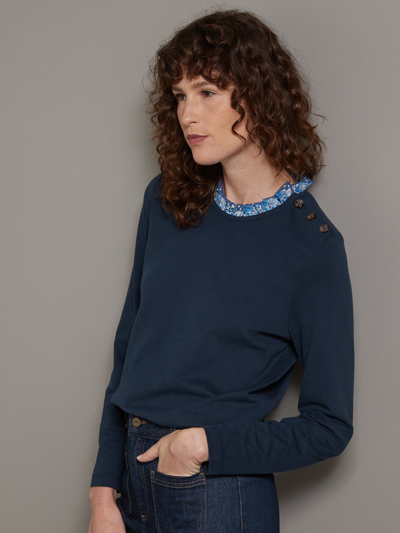 Damesshirt met kraag in Liberty - biokatoen