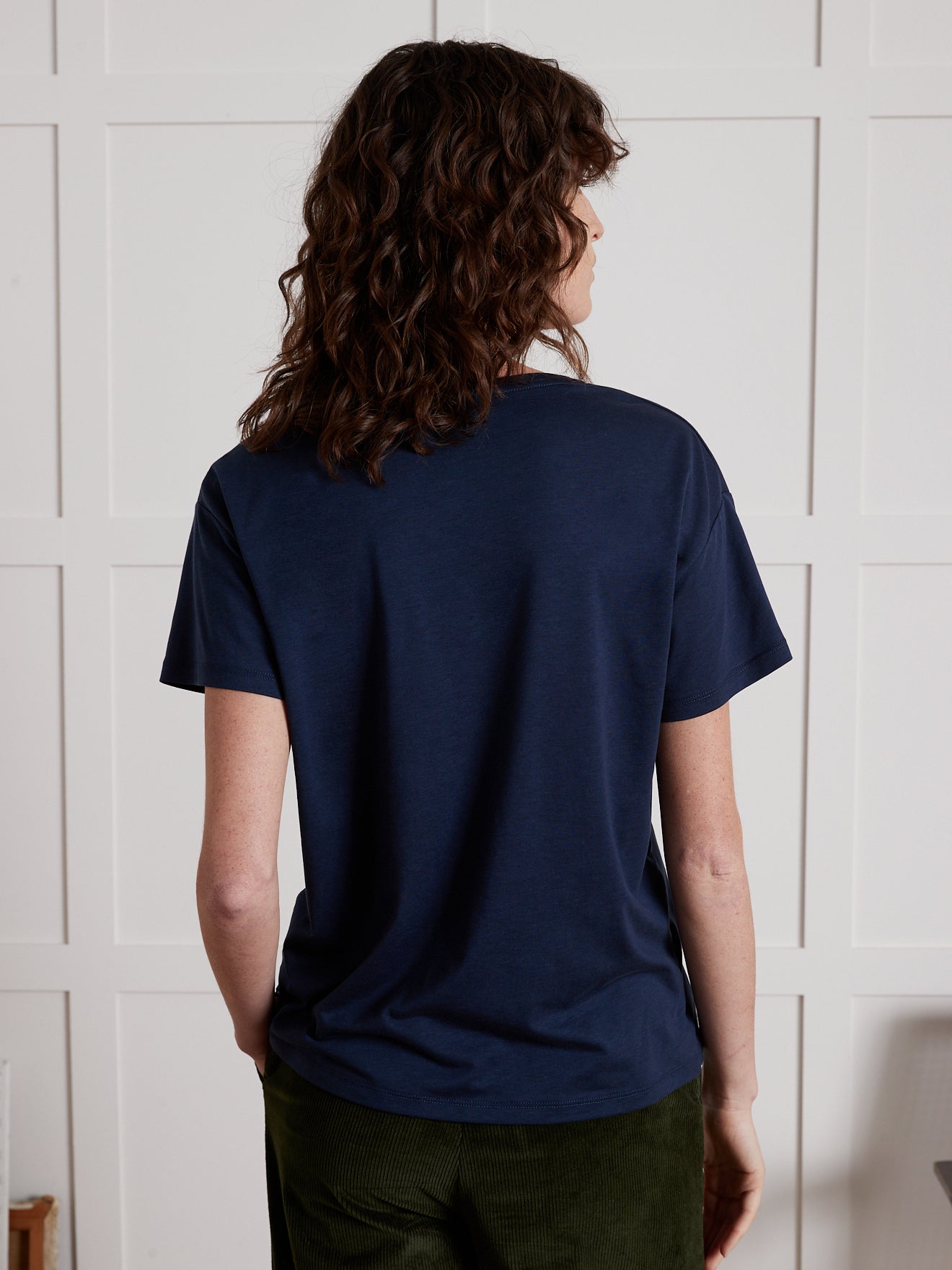 Damesshirt met V-hals - lyocell en katoen