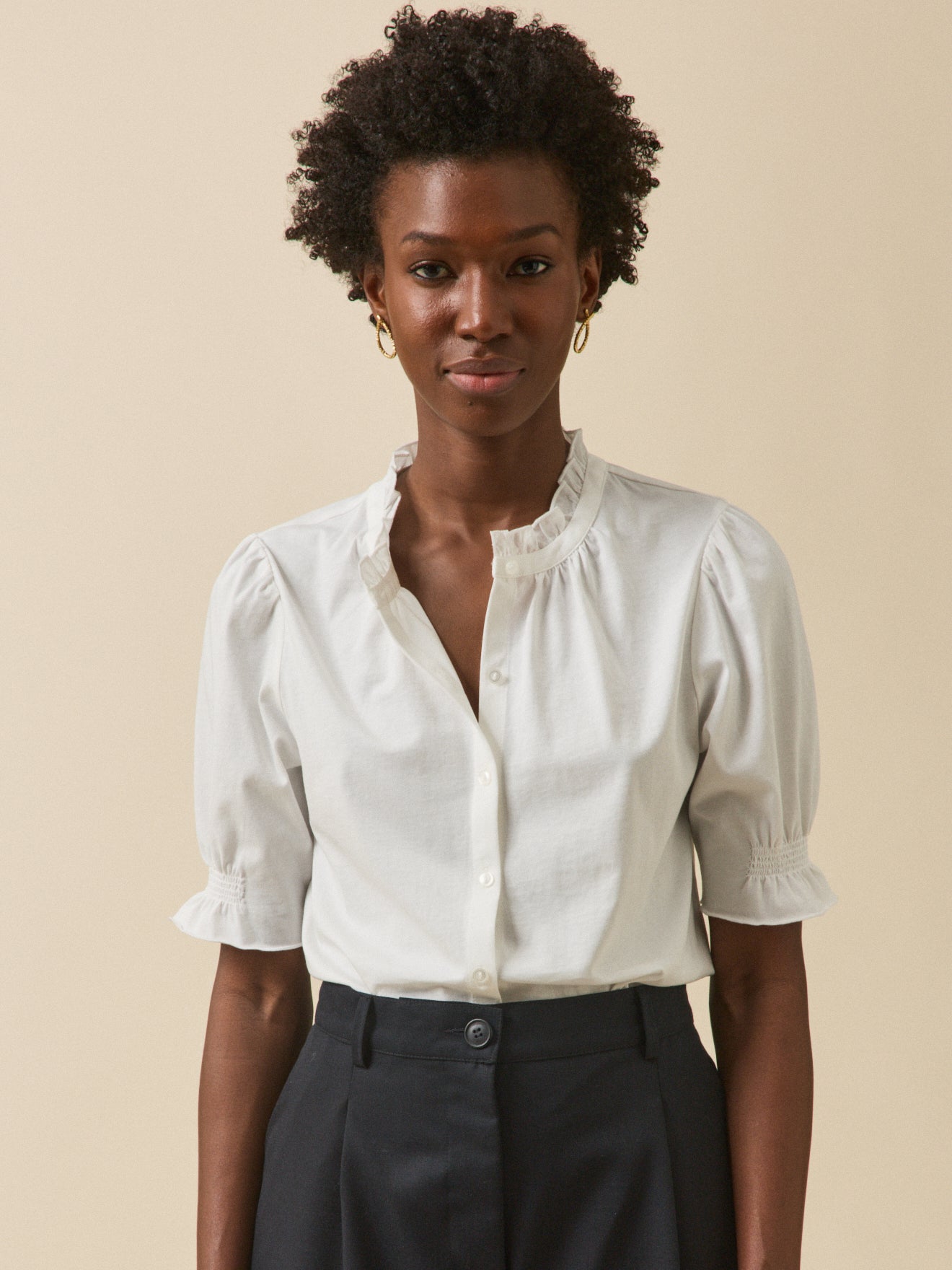 Damesshirt met strookjes - biokatoen