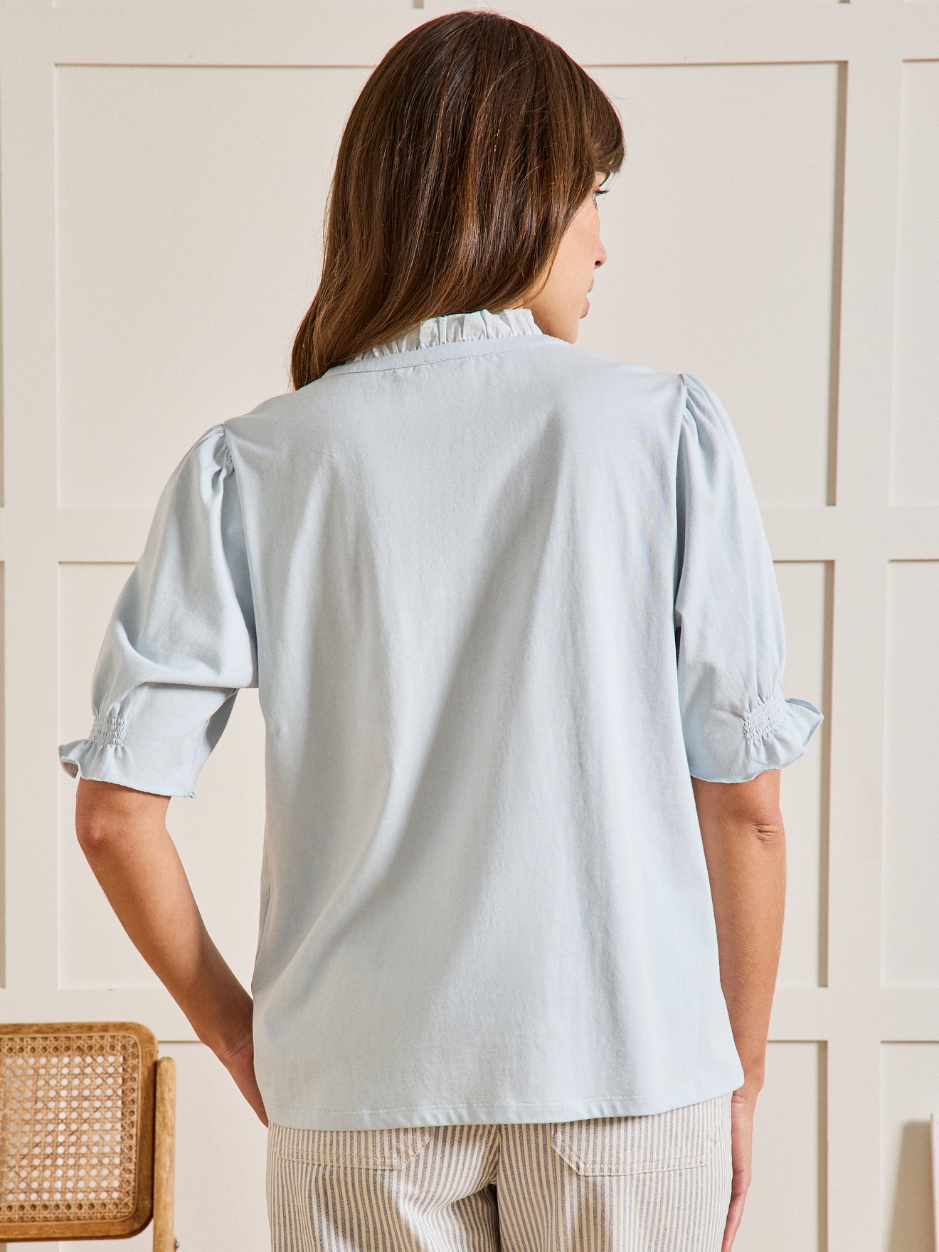 Damesshirt met strookjes - biokatoen