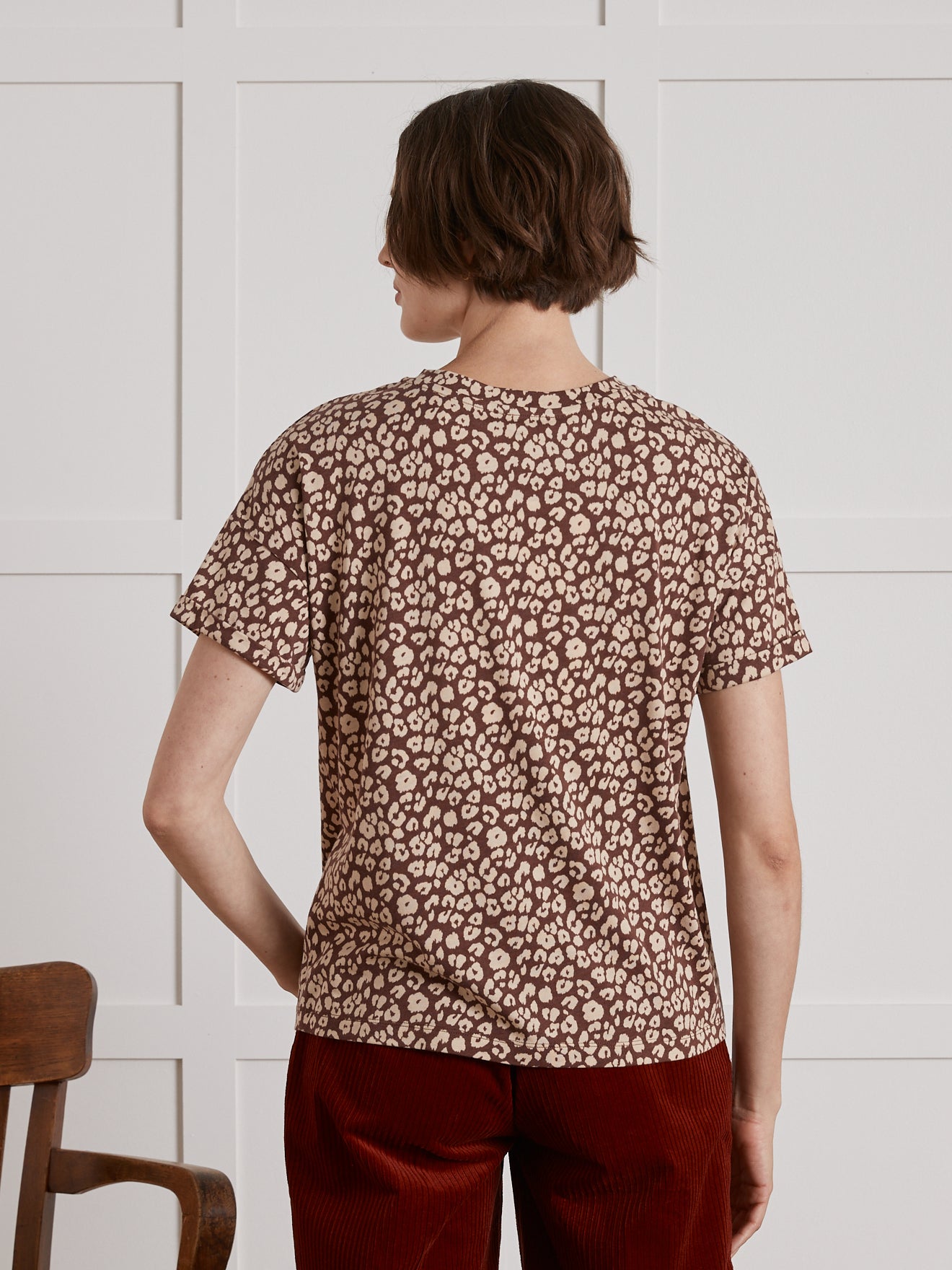 Damesshirt met ronde hals en Fauve-print