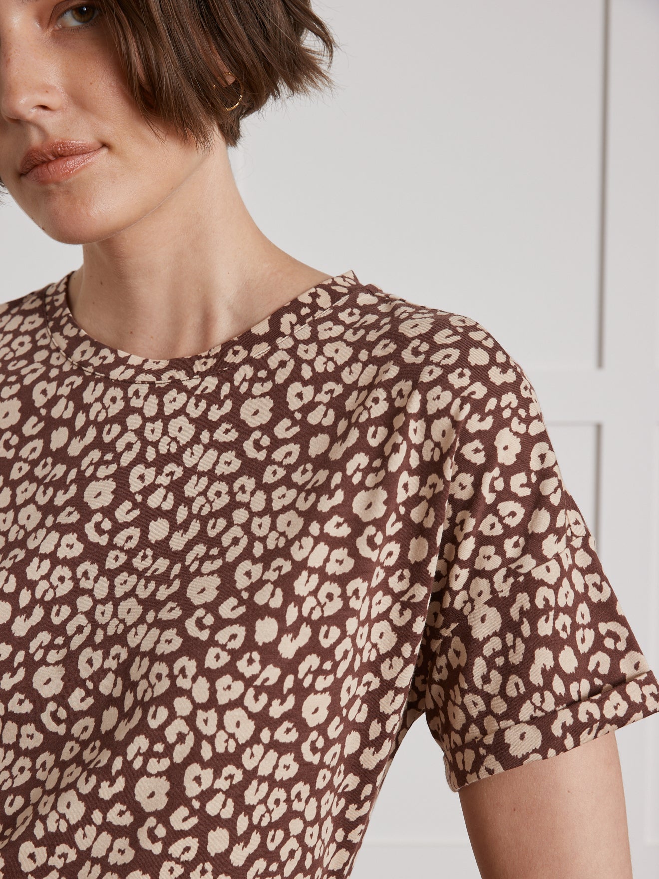 Damesshirt met ronde hals en Fauve-print
