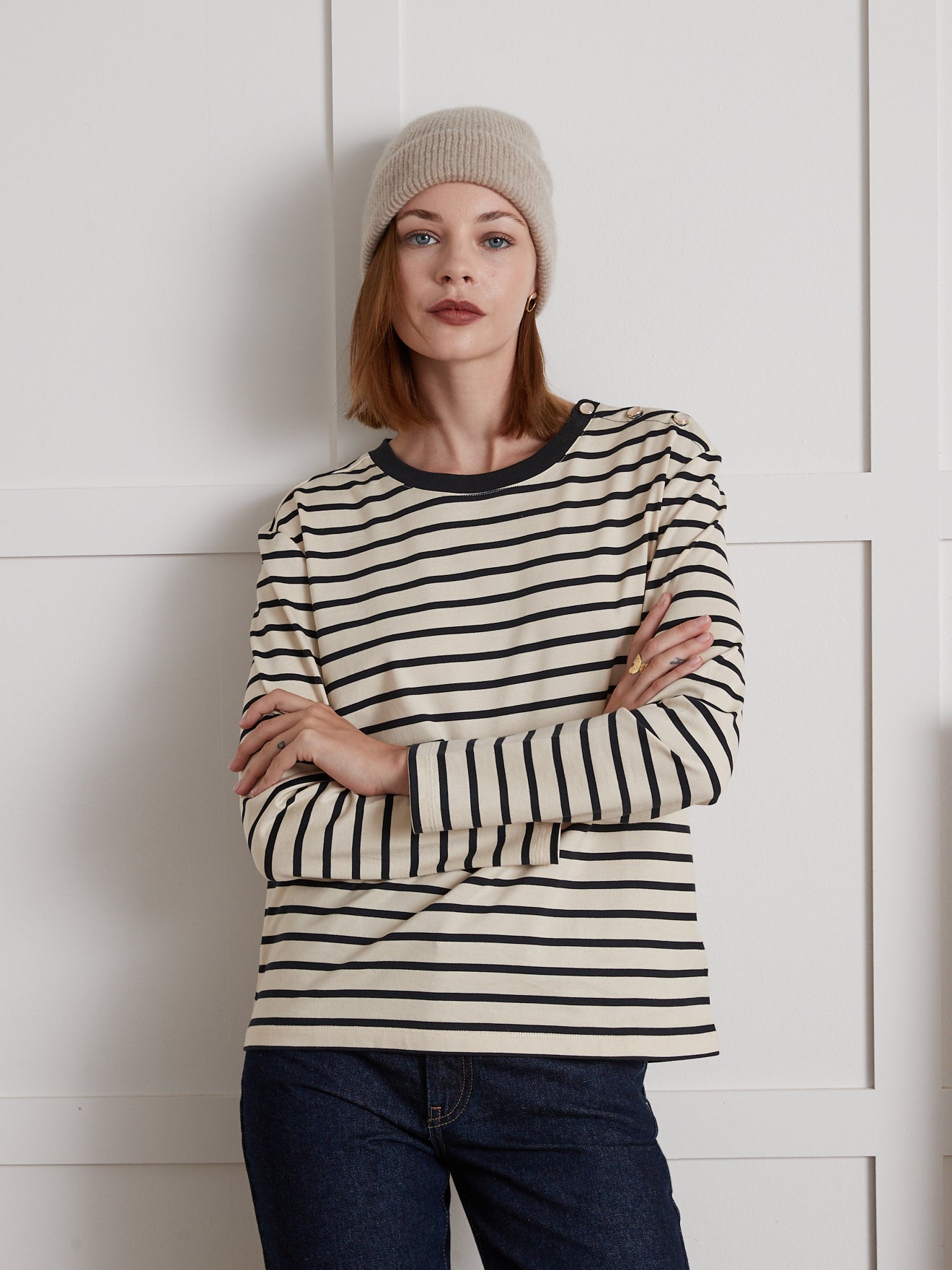 Damesmarineshirt - biokatoen
