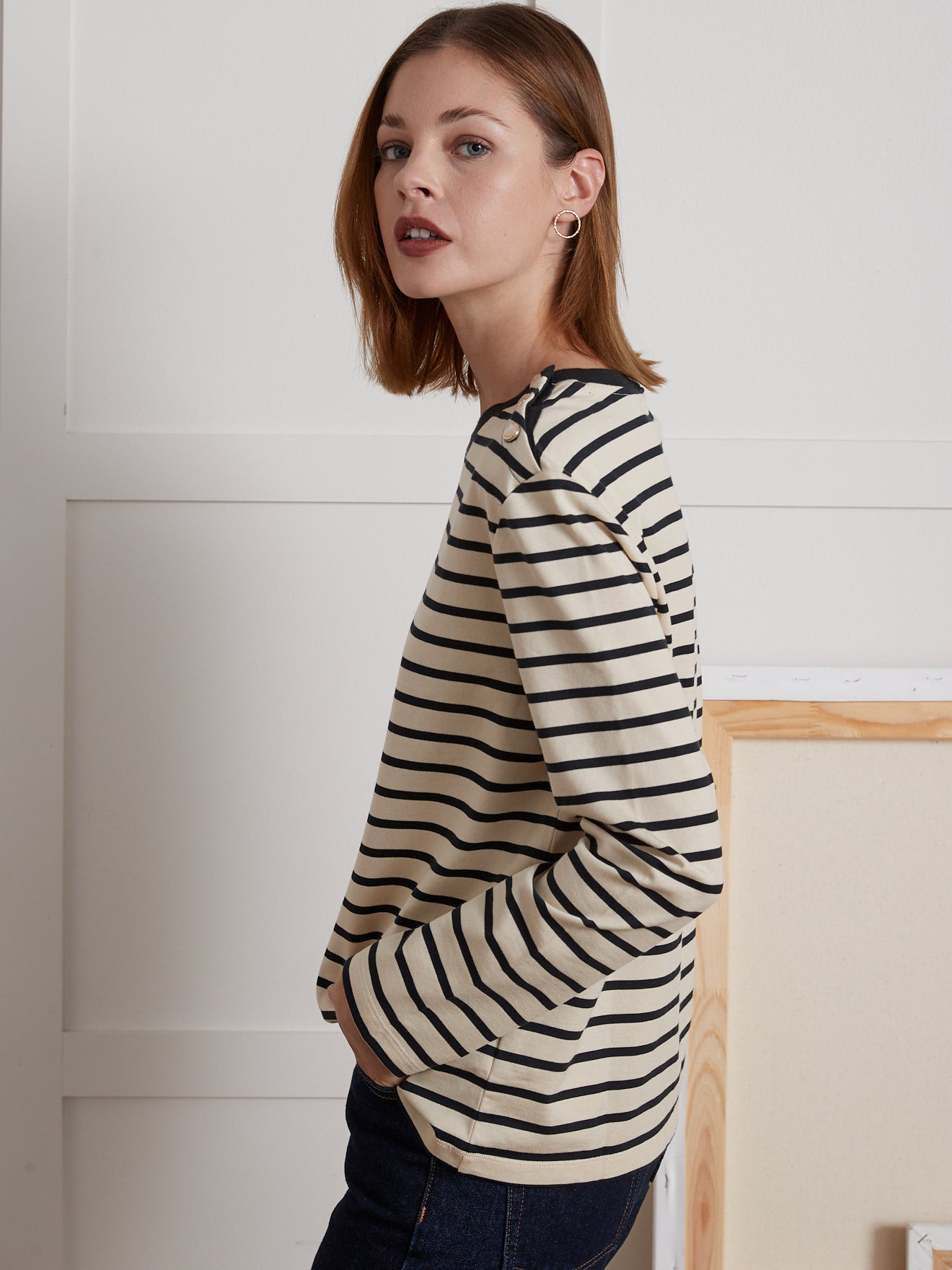 Damesmarineshirt - biokatoen