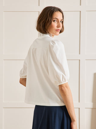 Damesshirt met ballonmouwen - biokatoen