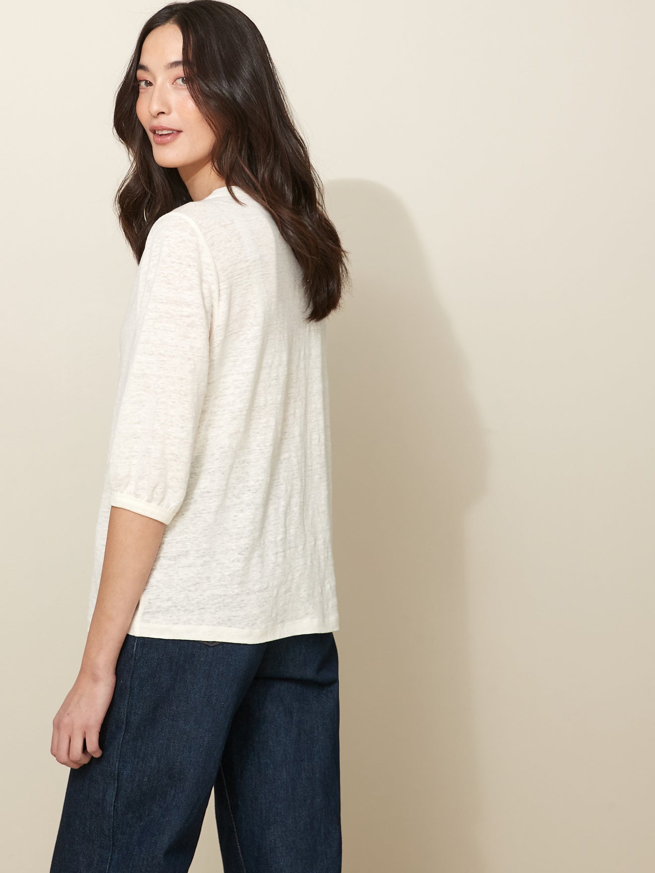 T-shirt lin et dentelle femme
