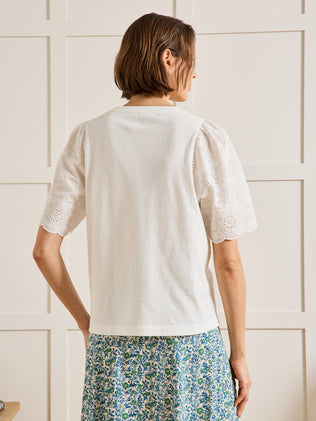 T-shirt manches brodées femme coton biologique