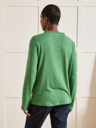 Damesshirt met V-hals en knoopsluiting - linnen en viscose
