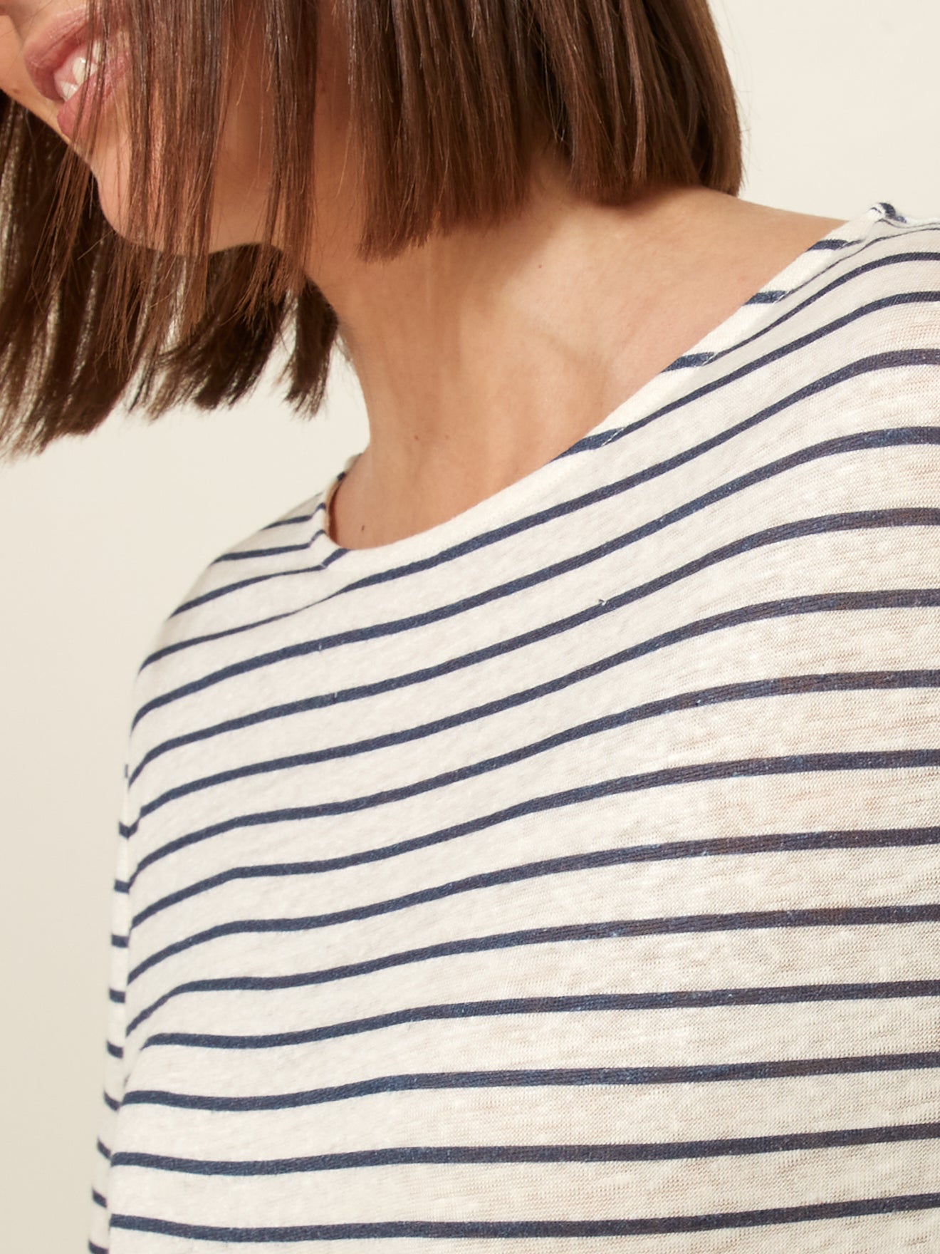 Linnen damesshirt met marinestrepen