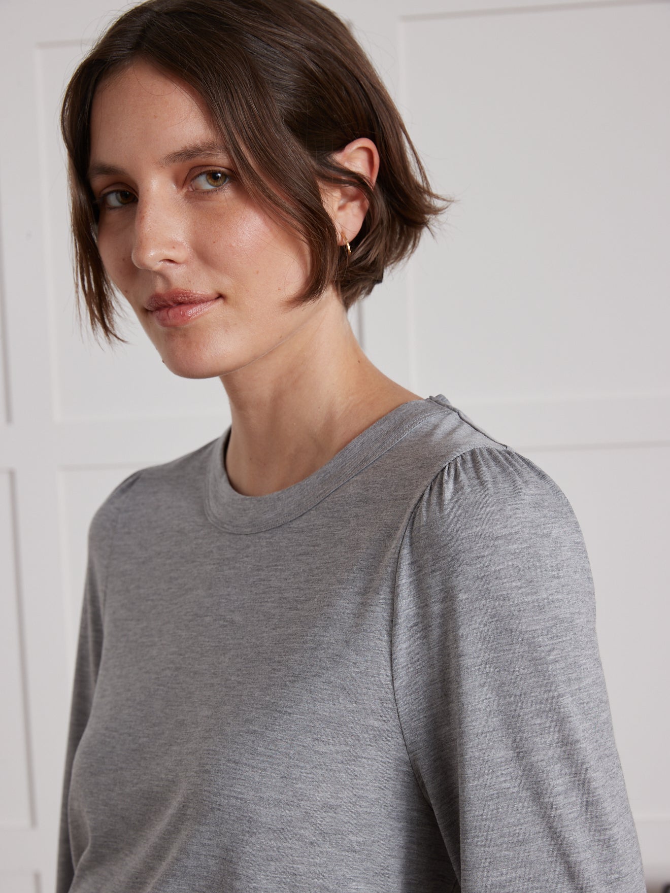 Damesshirt met lange mouwen - lyocell en katoen
