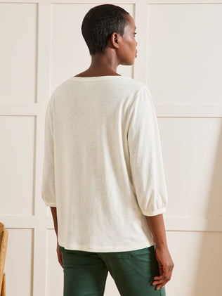 Damesshirt in linnen en viscose met kant
