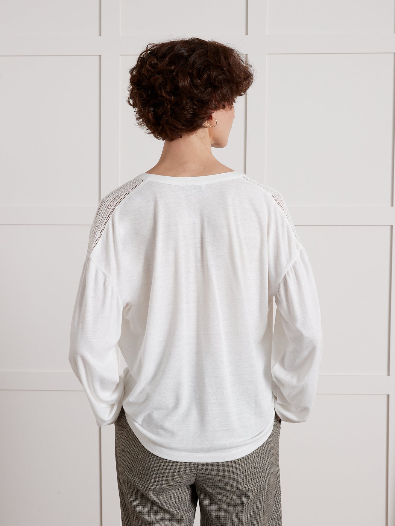 Damesshirt met ronde hals - linnen en viscose