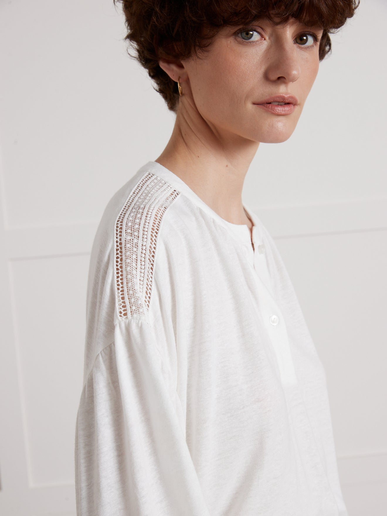 Damesshirt met ronde hals - linnen en viscose