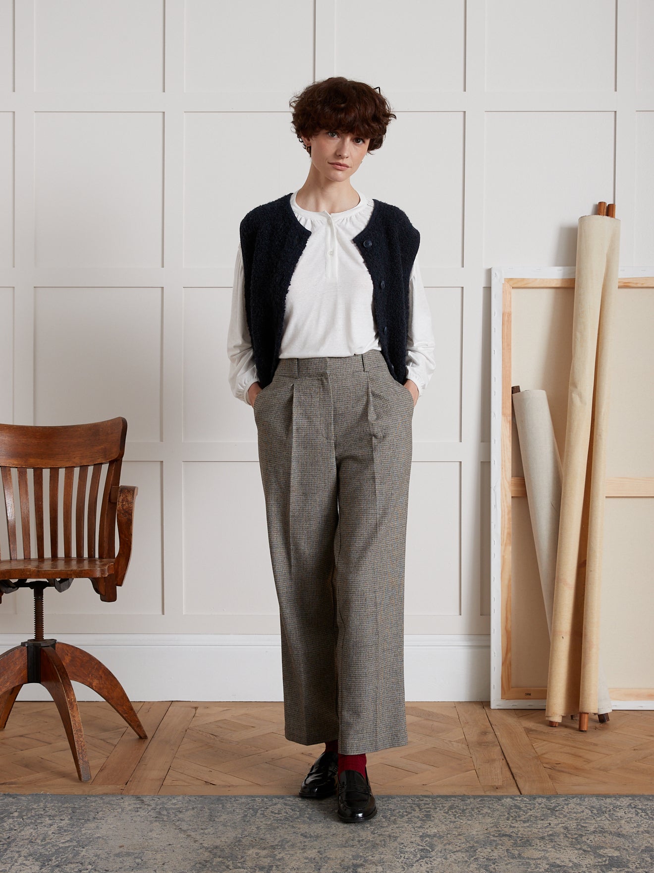 Damesshirt met ronde hals - linnen en viscose