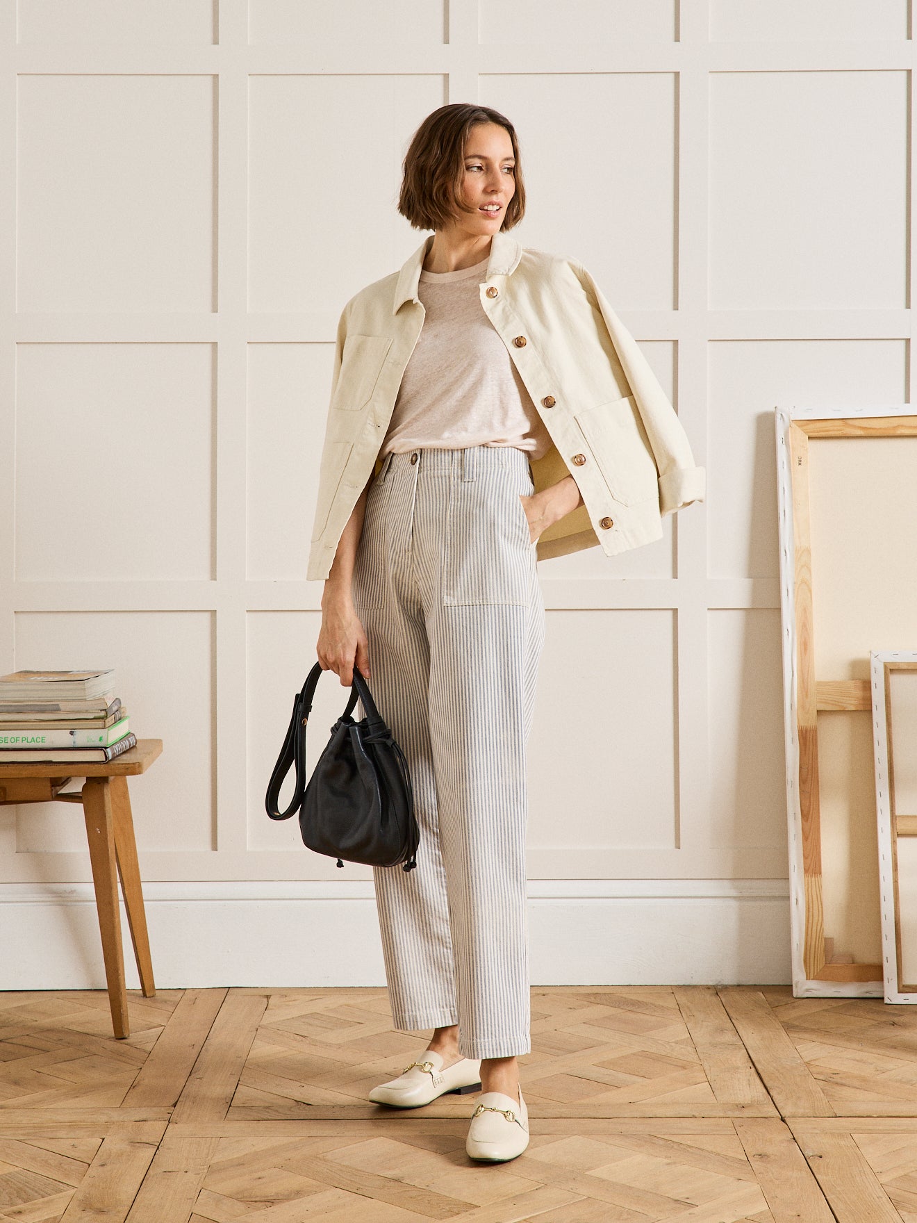 T-shirt col rond manches ballon femme en lin