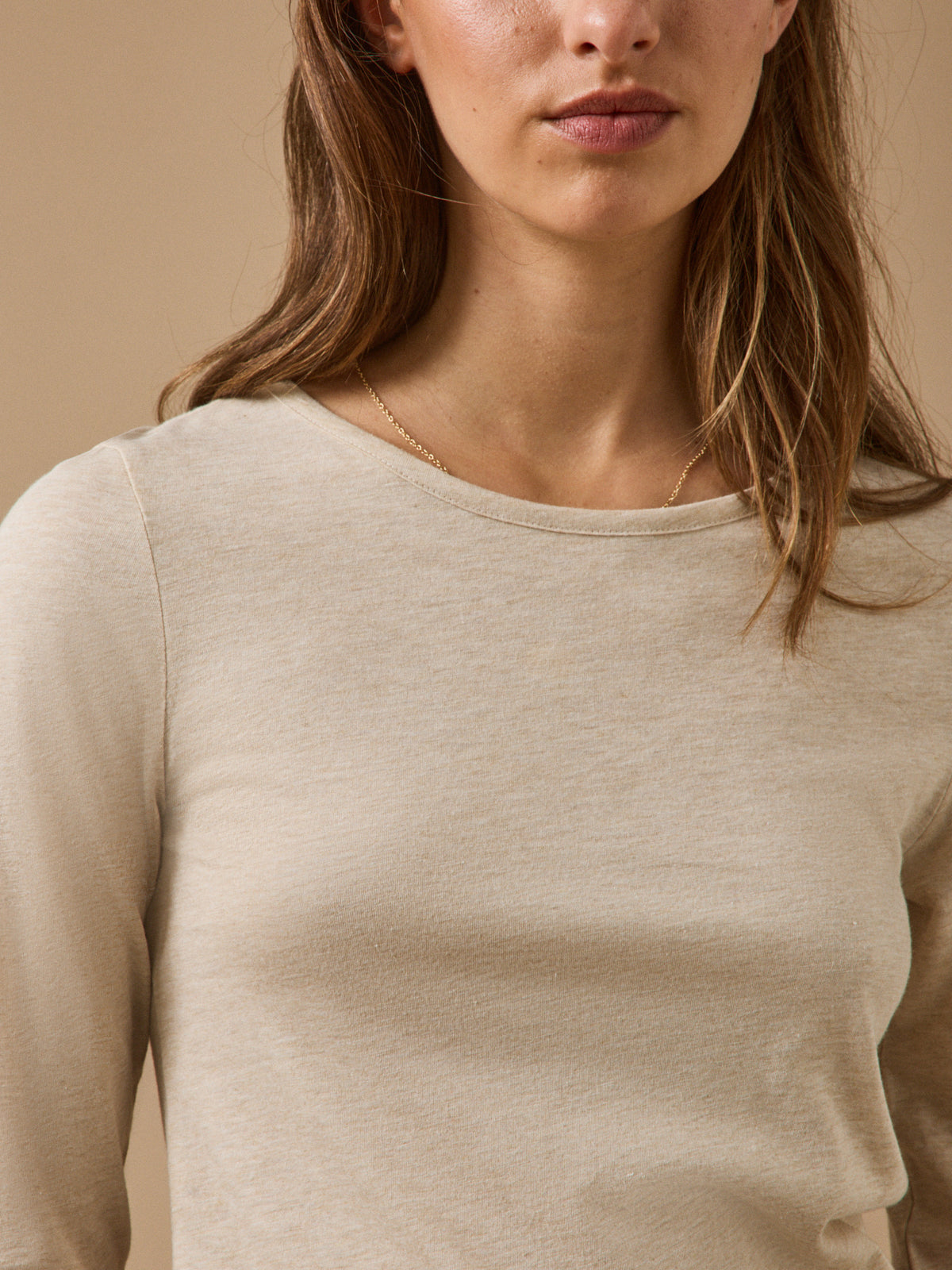 Damesshirt met ronde hals in wollen jersey