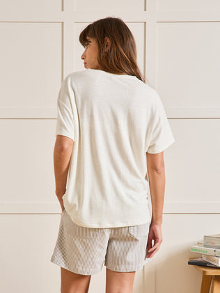 Damesshirt met V-hals - linnen en viscose