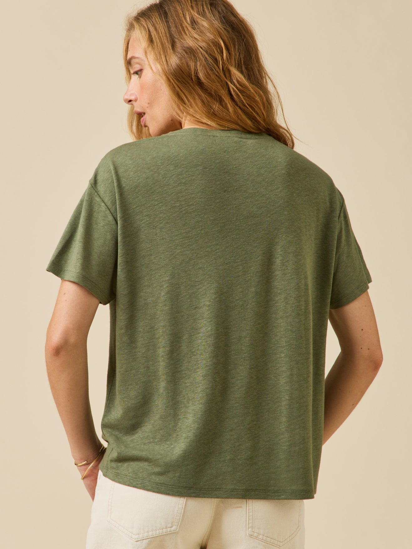 Damesshirt met V-hals - linnen en viscose