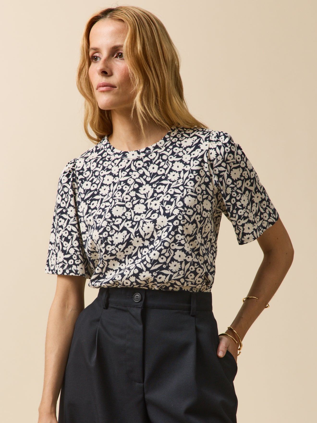 Damesshirt in biokatoen met Ikat-print