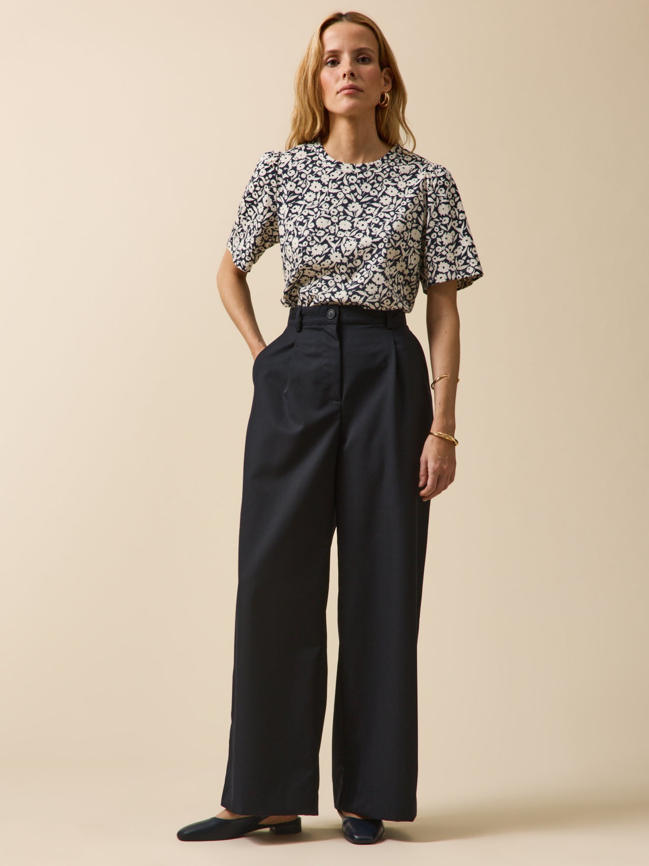 Damesshirt in biokatoen met Ikat-print