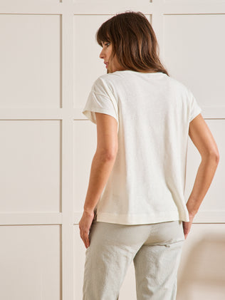 Damesshirt met ronde hals - linnen en viscose