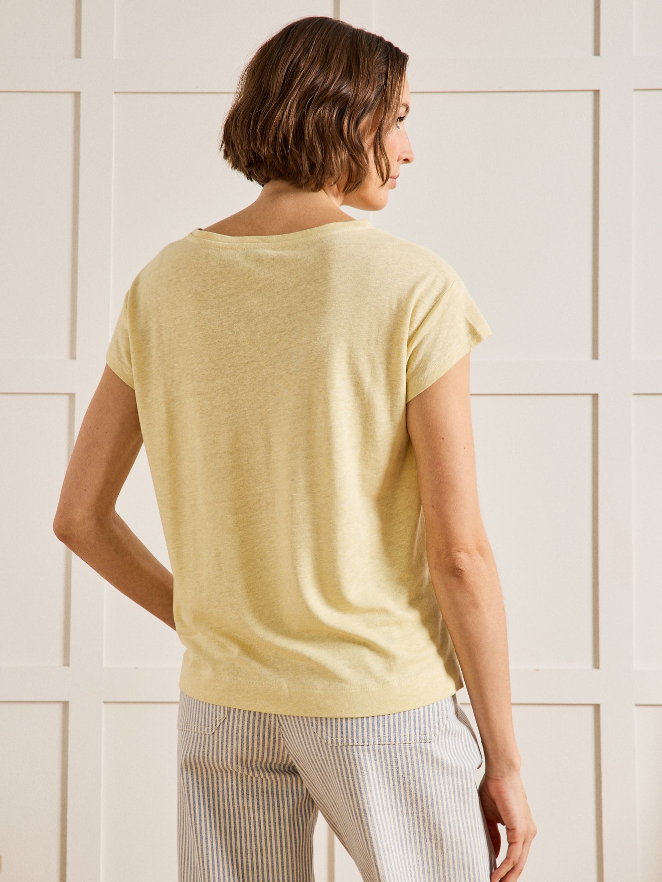 Damesshirt met ronde hals - linnen en viscose
