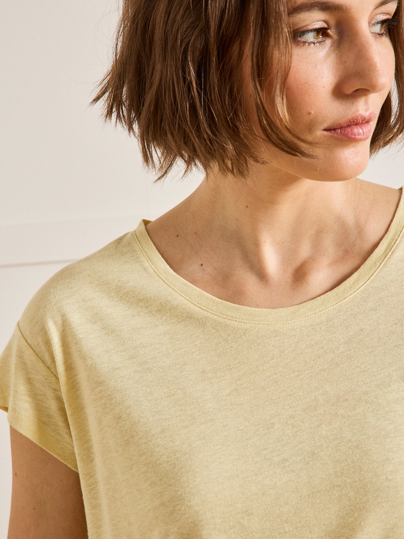 Damesshirt met ronde hals - linnen en viscose