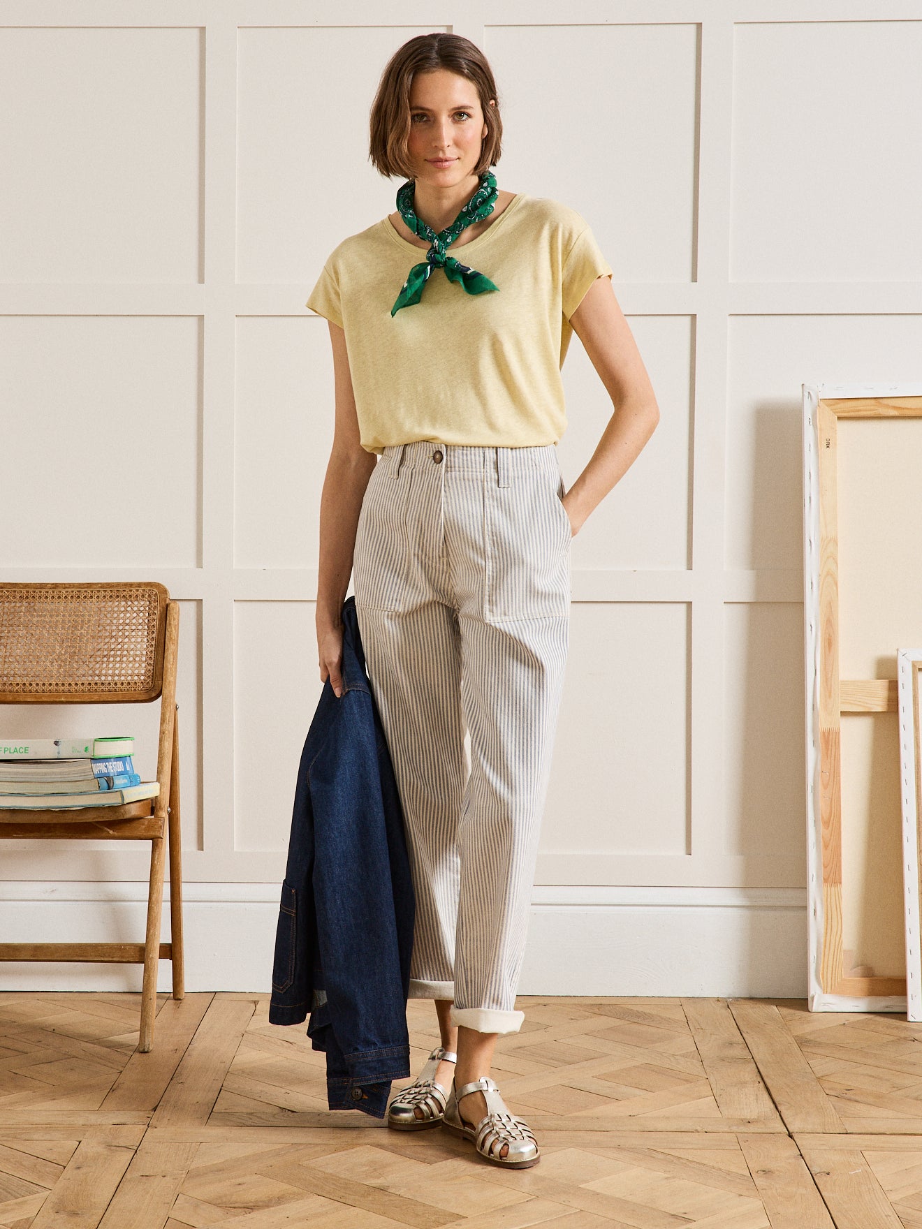 Damesshirt met ronde hals - linnen en viscose