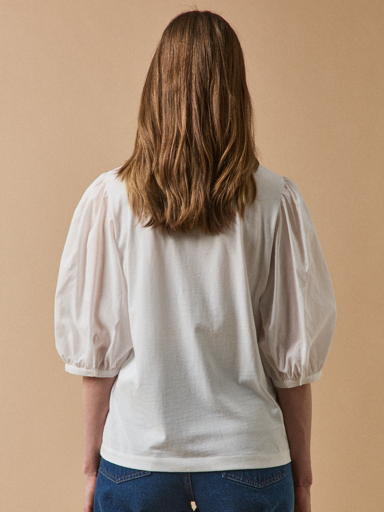 Damesshirt in 2 materialen