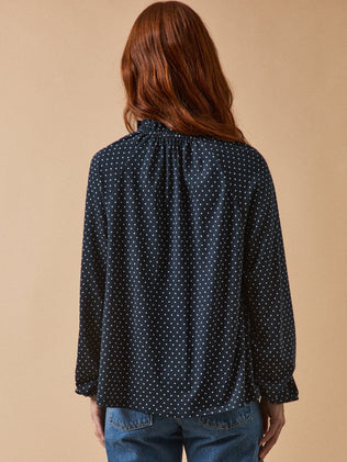 Damesshirt met stippenprint en raglanmouwen - modal en biokatoen