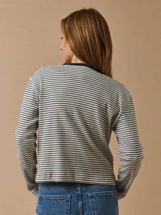 Gilet cardigan rayé femme coton biologique