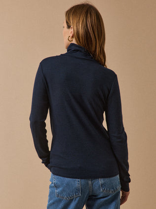 T-shirt col roulé femme jersey de laine